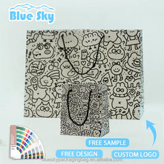 Bulk Large Paper Shopping Bags White Kraft Paper Tote Bags with Handle and Own logo Paper Bags for Supermarket Use Paper Bag