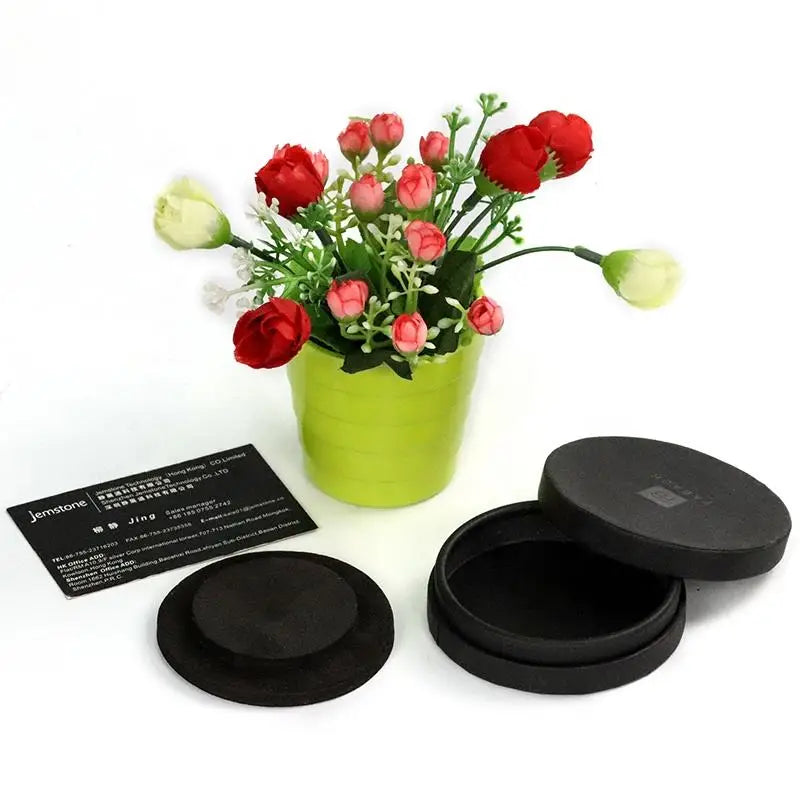 Custom Round Suede Velvet Wedding Earring Ring Necklace Pink 4-layer Circle Box Round Jewellery Box