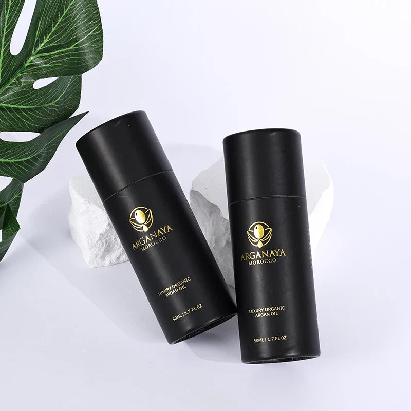 Black Cosmetic Container Cardboard Cylinder Packaging UV Coated Cosmetic Handmade Paper Essential Oil Biodegradable Paper Tubes