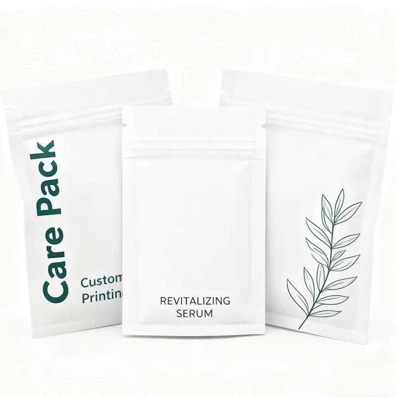 Customized Mini 3 Side Heat Seal Sachet Personal Care Packaging Skincare Facial Pouch With Zipper