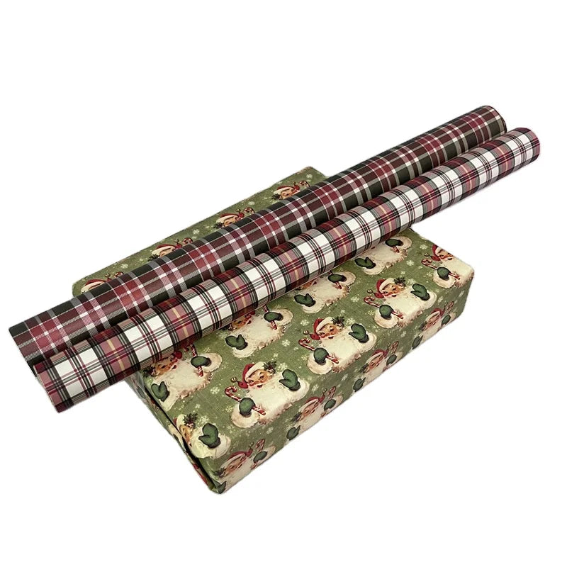 Customize Reversible Christmas Wrapping Paper Mini Roll with Red White Snowflakes and Reindeer Design for Gift Wrap