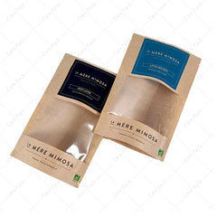 Zipper Closure Resealable Recyclable Doypack Thickened Compostable Kraft Packaging Bag with Clear Windows for Storing Sugar