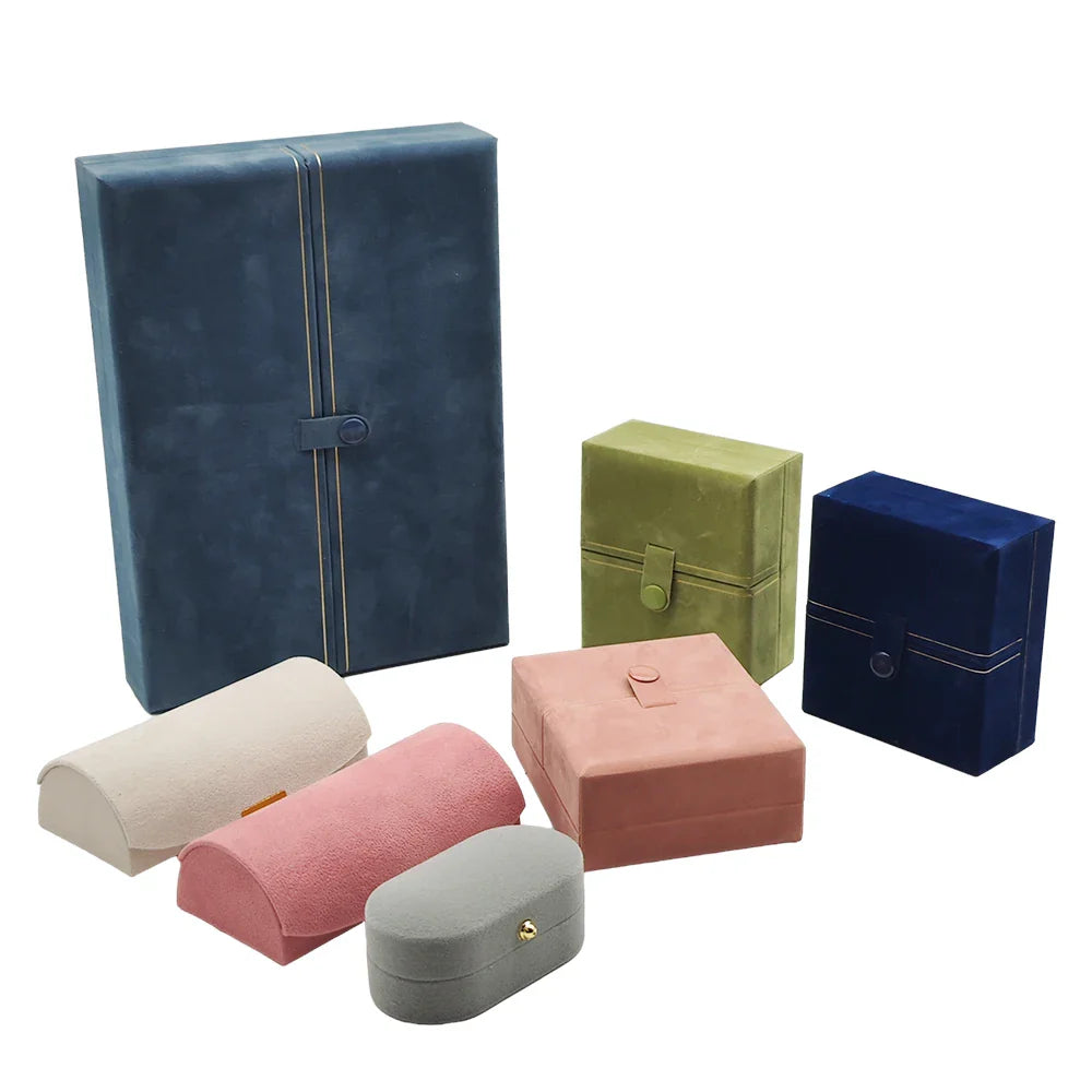 Customized Luxury Personalized Vintage Display Ring Small Pink Jewelry Set Paper Gift Packaging Velvet Jewelry Box with logo