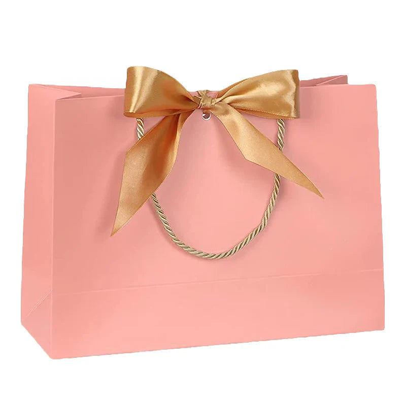 Custom Eco-friendly Luxury Sublimation Stand up Shopping Packaging Gift Party pink Paper Bag with logo