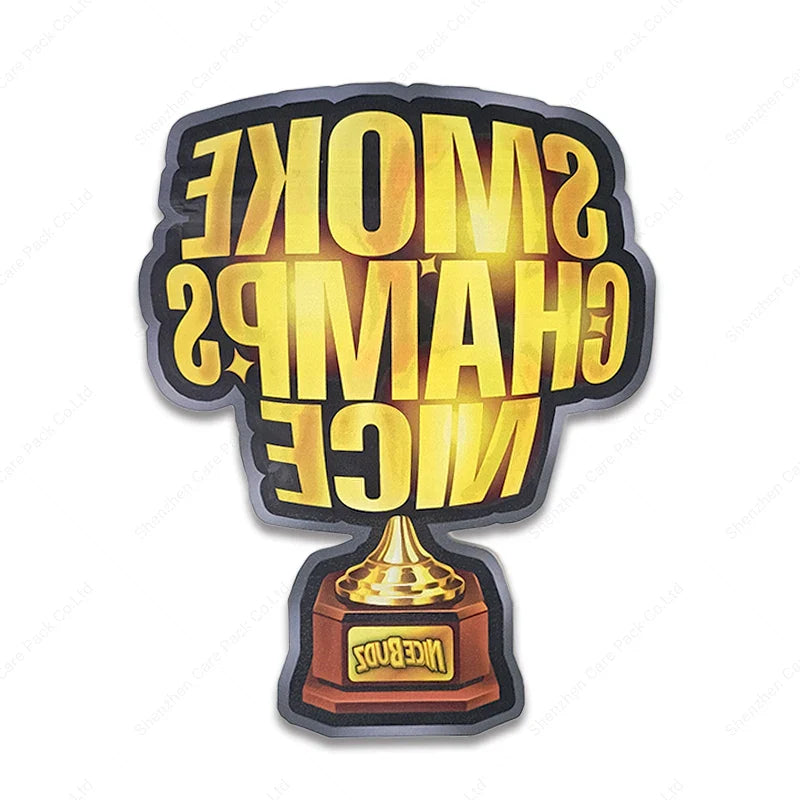 Custom 3.5g Holographic Candy Mylar Plastic Bag Pouch Die Cut Shaped Logo Gravure Printing Special Smell Proof Irregular Surface