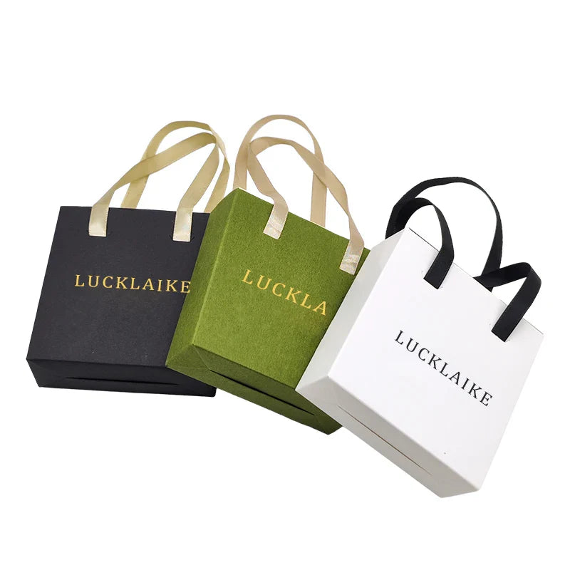 Customized Paper Drawer Box Jewelry Packaging Bags Ring Earrings Necklace Bracelet Gift Jewelry Packaging Boxes With Handle