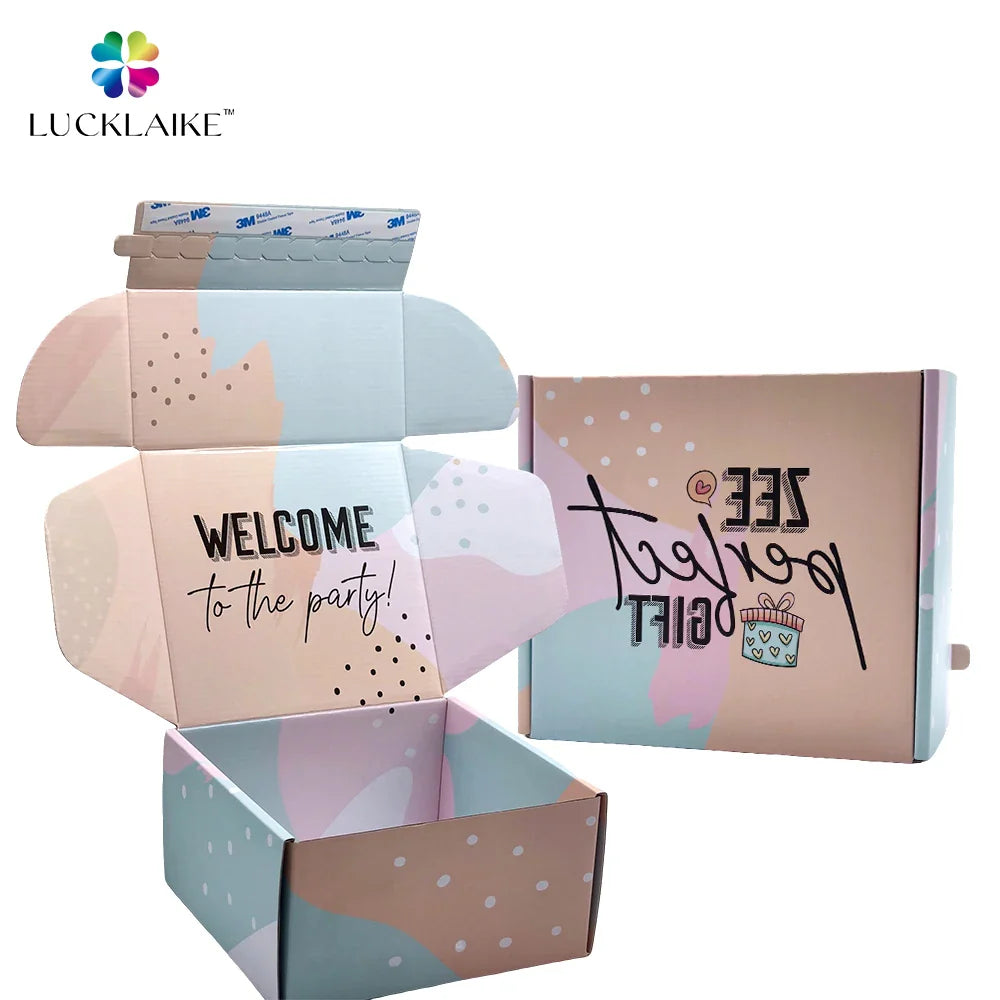 Corrugated Paper Skincare Packaging Adhesive Tear Strip Self Sealing Mailer Shipping Gift Box With Custom Logo