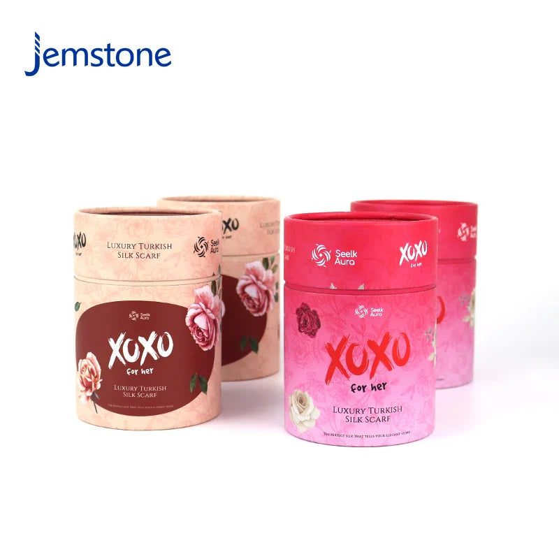 Printed Eco-Friendly Round Clothing Scarves Paper Tube Luxury Kraft Cardboard Cylinder Packaging