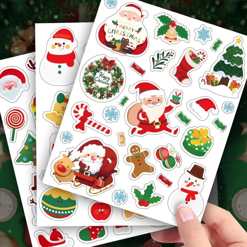 Custom Printing Christmas Holiday Vinyl Stickers Sheet Christmas Label Sticker Merry Christmas Gift Kiss Cut Sticker