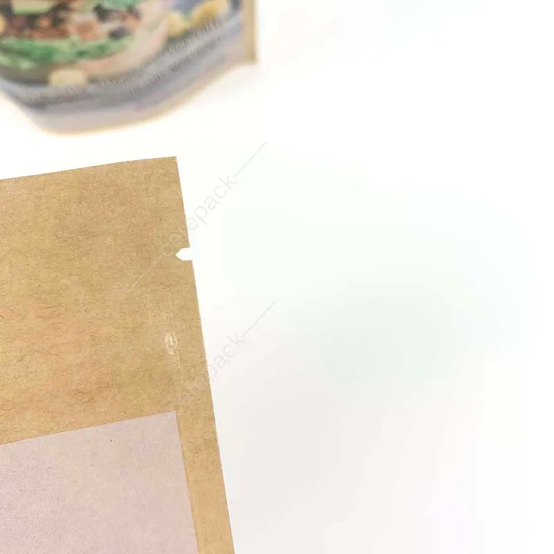 Custom Printing Stand up Pouch Nut Snack Dried Fruit Brown Paper Kraft Packaging Zipper Sachet