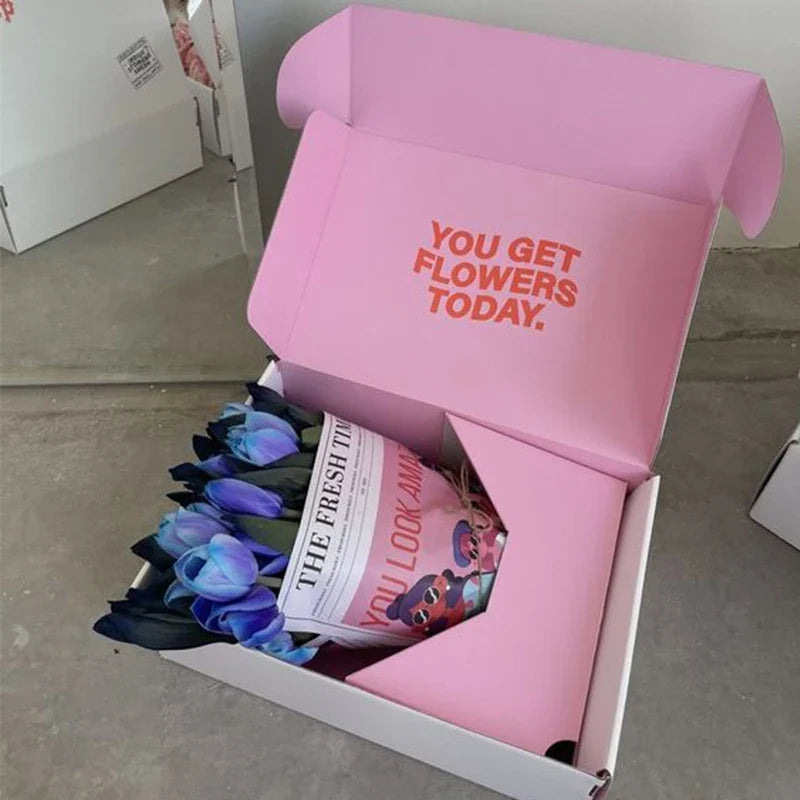 Custom Flower Boxes Matte Double-Sided Printed Paper Box for Valentine's Day Bouquet Gift Packaging Durable Carton Gift Box