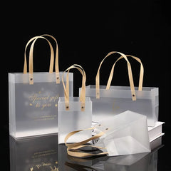 Plastic Makeup Cosmetic Clothes Transparent Gift Custom logo Printing PP Tote Shopping Bag