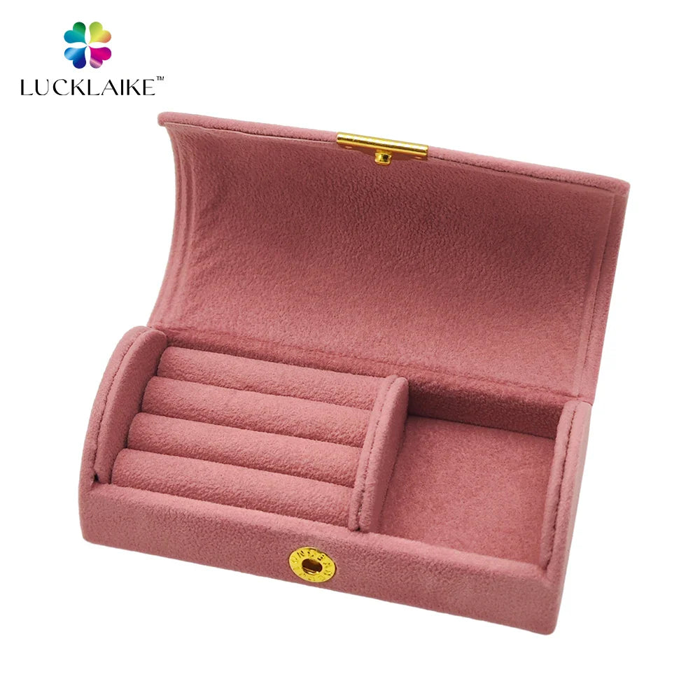 Customized Luxury Personalized Vintage Display Ring Small Pink Jewelry Set Paper Gift Packaging Velvet Jewelry Box with logo