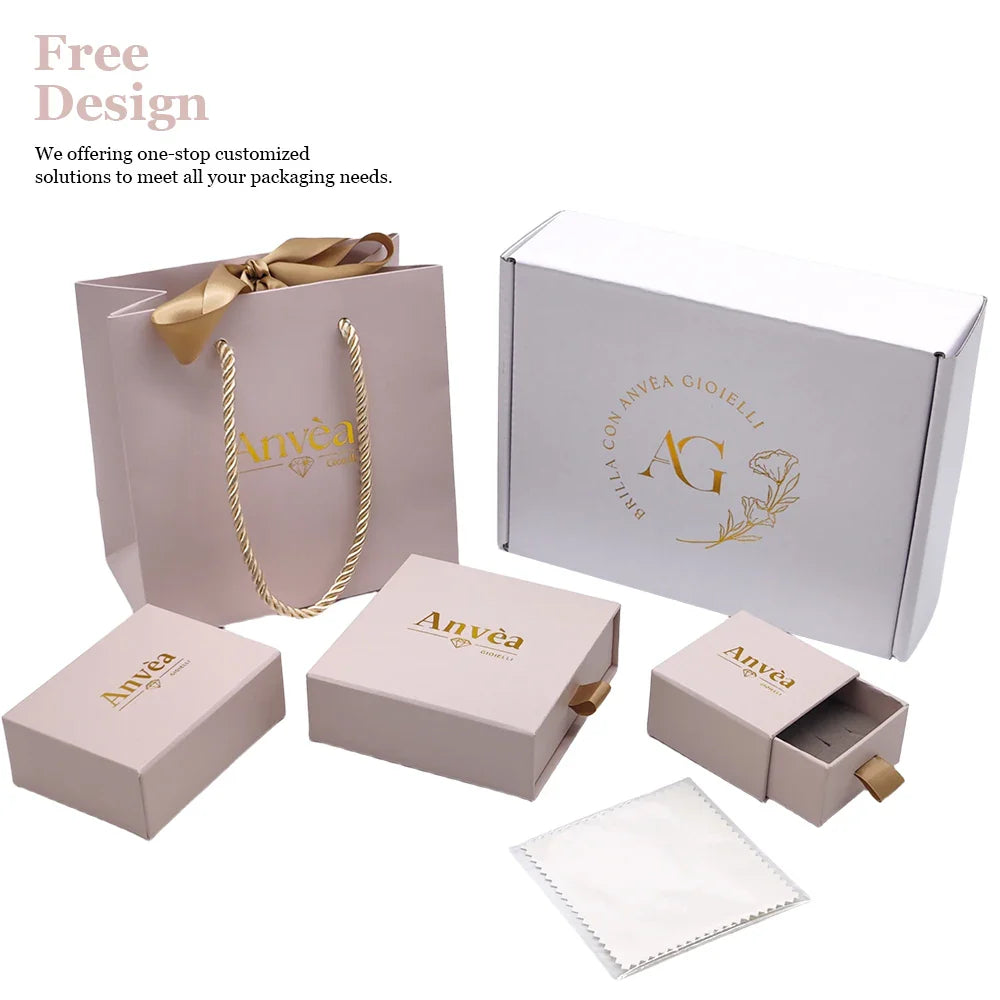 Custom Small Jewellery Paper Cardboard Ring Drawer Packaging Jewelry Box and Bag With Logo Printed