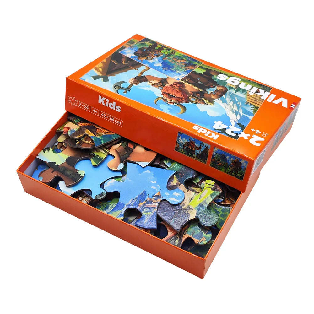 Factory Wholesale Fashion Jigsaw Puzzles Kids Vikings Cartoon Themed Paper Learning Educational Puzzles for Toddler