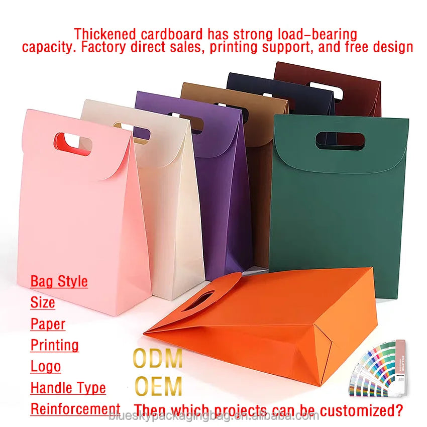Stylish Open-Top Paper Tote Bag, Glossy Coated Shopping Bag Without Handle Paper Bags for Retail Fashion Boutique Packaging Bags