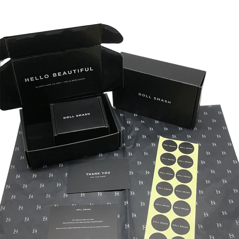 Wholesale Eco Friendly Cardboard Tuck End Box Black Skincare Cosmetic Beauty Gift Recycled Corrugated Mailer Package Box