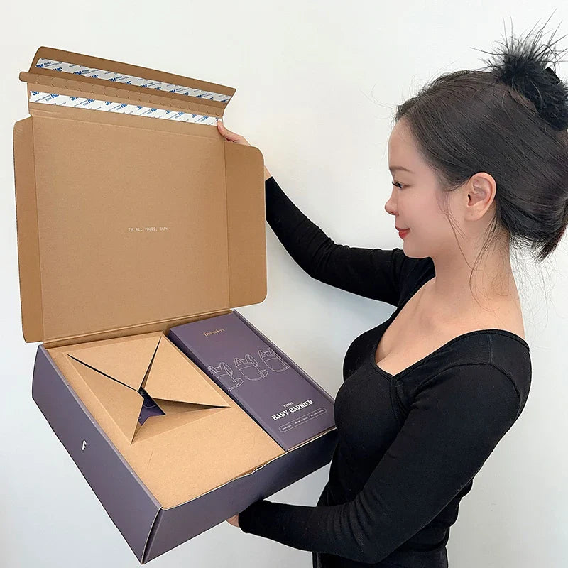 Custom logo Brown Mailer Gift Cosmet Box Corrugated Kraft Mailing Package Paper Carton Box Packaging Shipping Box with logo