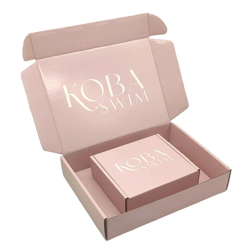 Manufacturer Matte Rose Foil Paper Cajas Carton Mailer Box Custom Shipping Gift Packaging Boxes With Self Adhesive Zipper Tear