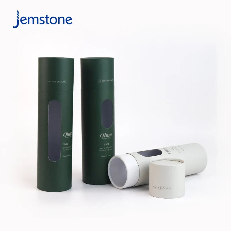 Custom Printed Clothing Paper Tube Scarves T-shirts Craft Kraft Cardboard Cylinder Box Packaging with Window