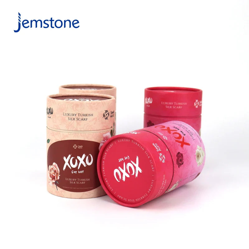 Printed Eco-Friendly Round Clothing Scarves Paper Tube Luxury Kraft Cardboard Cylinder Packaging