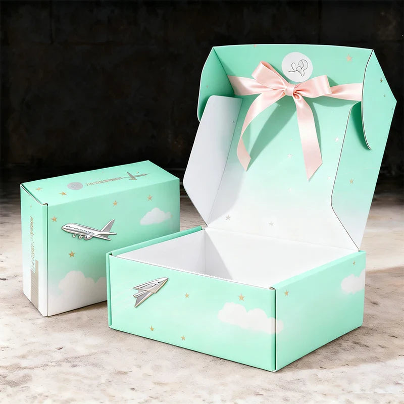 Shipping Mailing Packaging Postal Airplane Folding Corrugated Durable Cartons Rigid Hard Gift Clothing Paper Mailer Boxes