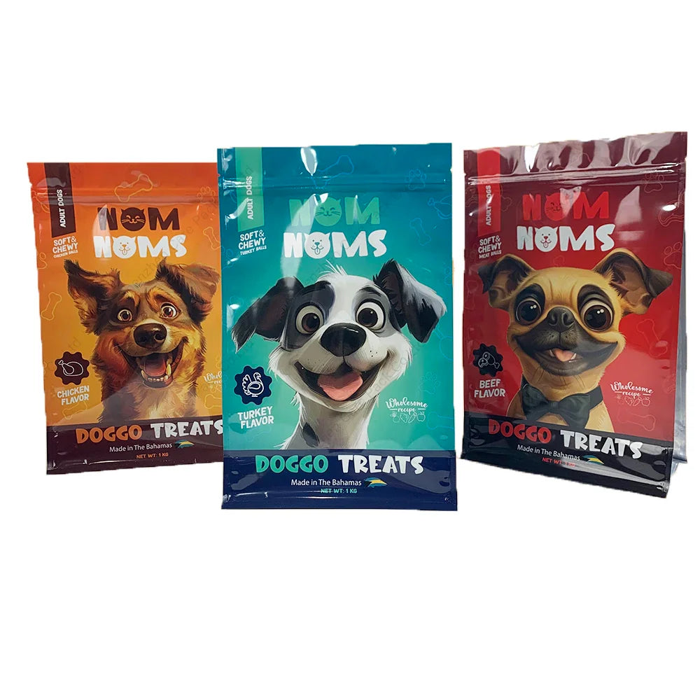 Custom 1 kg Pet Dog Cat Food Packaging Eight Side sealed Bag With clear Window and Zipper Snack Nut Plastic Bag Pouch