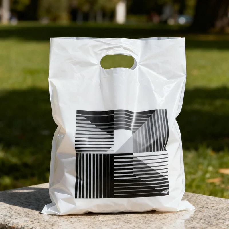 Thank You Shopping Gift Carry Plastic Tote Packing Handbag Online Shop Boutique Handle Clothes PE Poly Packaging Bags