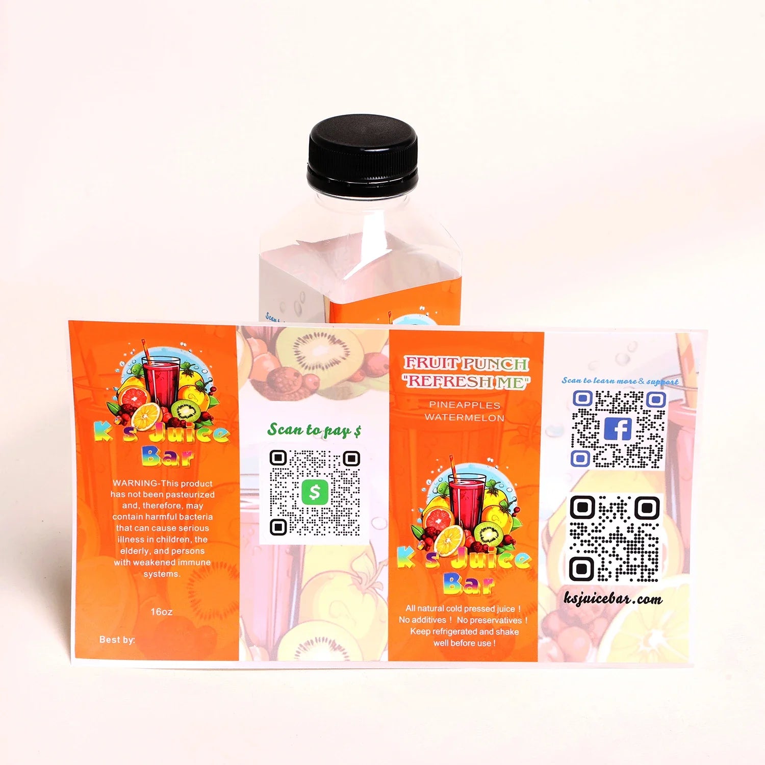 Manufacturer Custom Bopp Printing Logo 12oz 32oz Beverage Mango Juice Bottle Packaging Sticker Empty Plastic Bottles With Labels