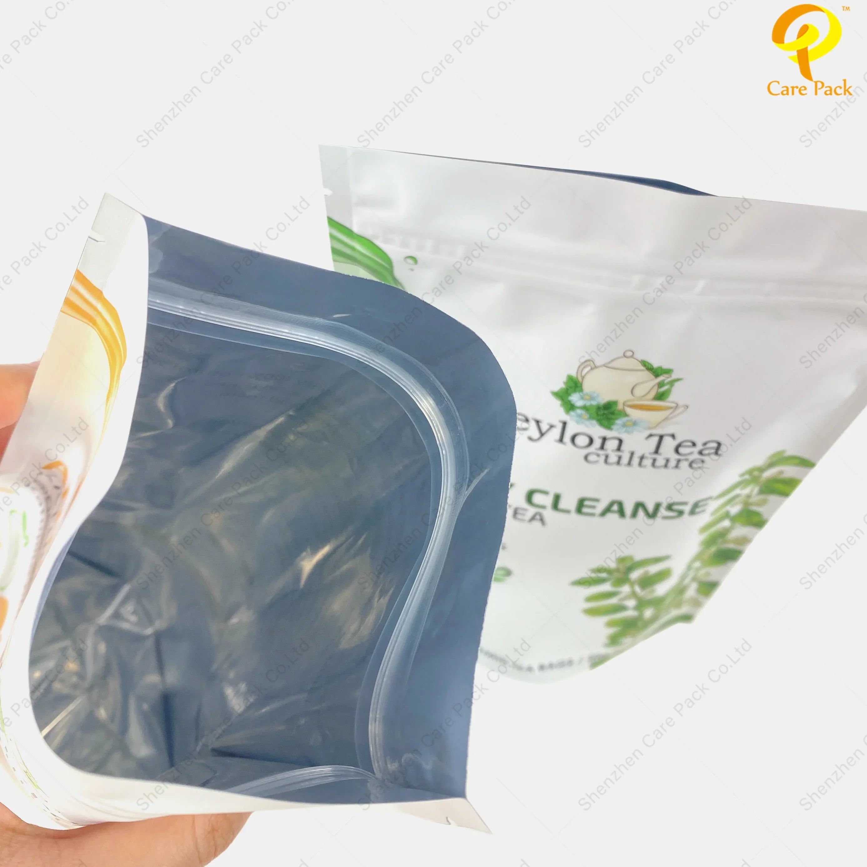 Custom 50g Wholesale Aluminum Printed Reusable Zipper Lock Tea Packaging Digital Printing Stand up Pouch Bag