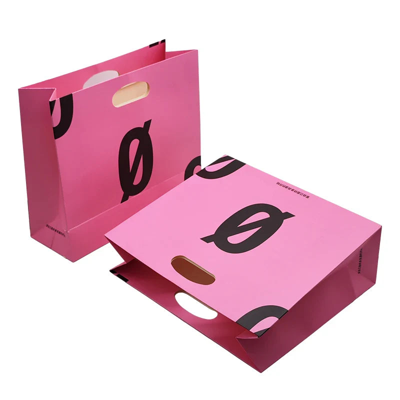 Customized Branded White Craft Sacs En Papier Gift Packaging Bolsas De Papel Shopping Paper Bags with logo Ribbon Handle