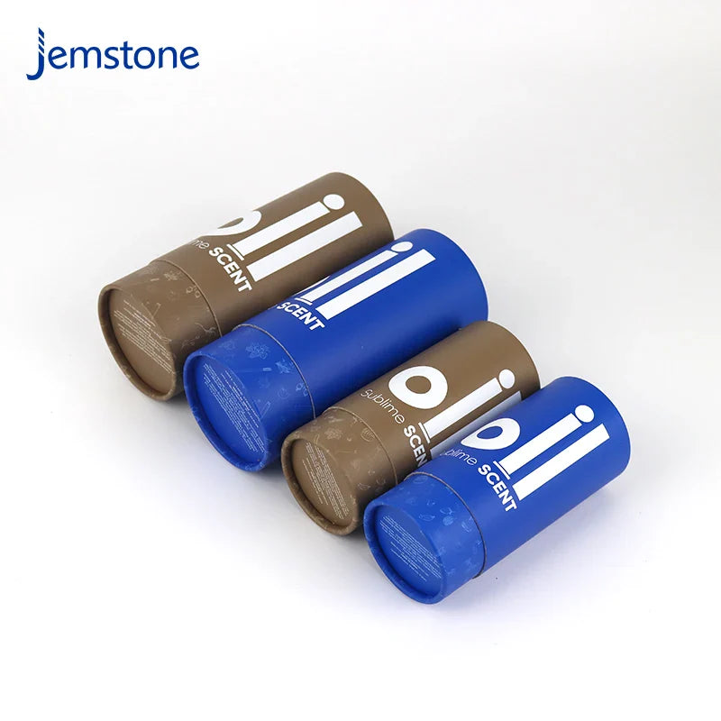 Printed logo Kraft Skincare Perfume Essential Oil Bottle Cylinder Packaging Box Cosmetic Round Push up Cardboard Tube Packaging