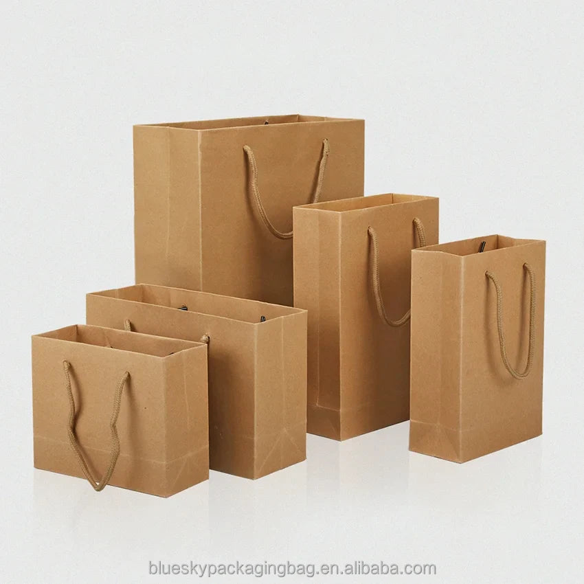 Custom Kraft Paper Bag With Handles Shopping Bags Retail Bag Wholesale Bulk Customized Logo Printing for Boutique Gift Packaging