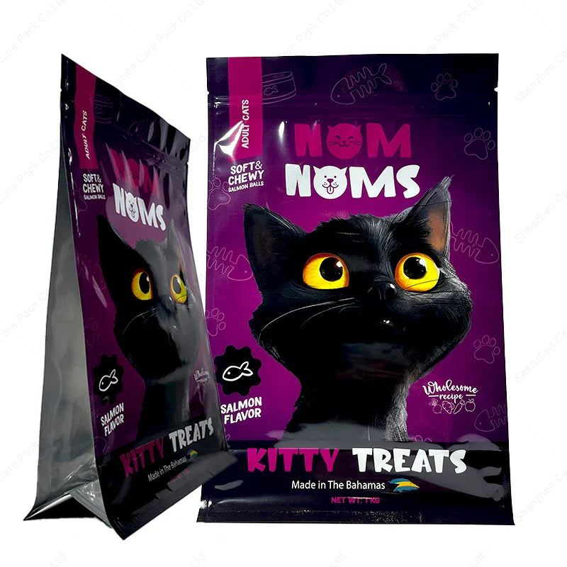 Recyclable Food Grade Smell Proof Dog Food Treat Packaging Bags Flat Bottom Bags With Zipper.