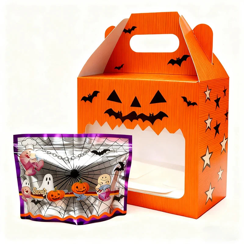 Empty 3.5g 7g 28g Die Cut Cutout Halloween Exotic Resealable Candy Gummy Mylar Bags and Box