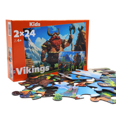 Factory Wholesale Fashion Jigsaw Puzzles Kids Vikings Cartoon Themed Paper Learning Educational Puzzles for Toddler