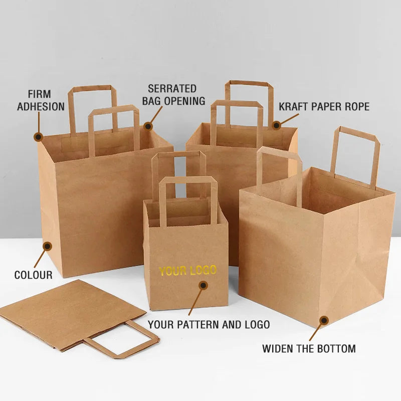 OEM/ODM Customized Hot Sale Multi-size & Color Kraft Paper Bags Luxury Clothing Gift Kraft Bag with Twisted Handle