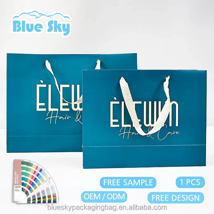 Blue Handheld Paper Bag - Durable Kraft Paper with Reinforced Handle, Eco-Friendly Shopping Gift Bag for Retail/Party(12x8x10cm)