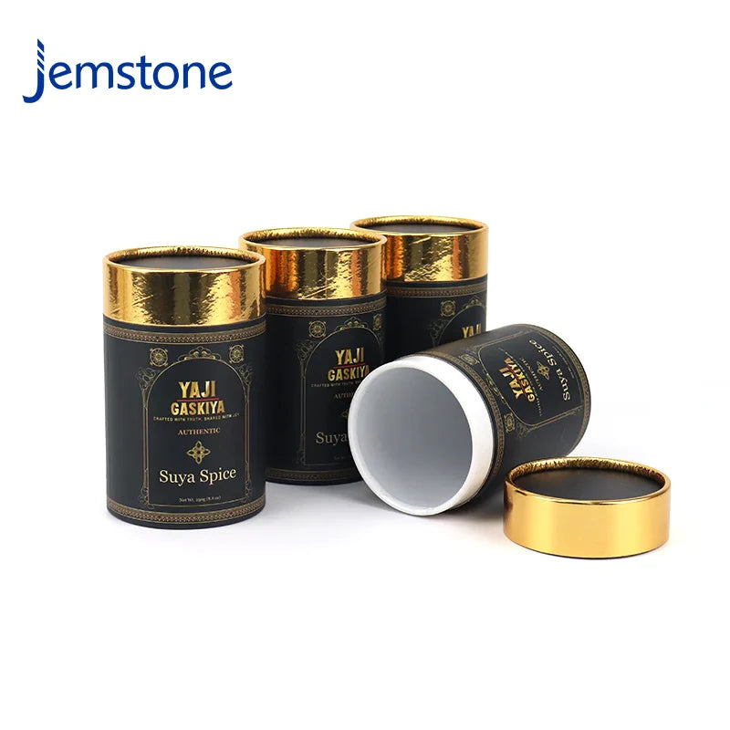 Custom Luxury Food Perfume Bottle Box Cylinder Coffee Tea Candle Paper Tube Kraft Cardboard Tube Spice Powder Packaging