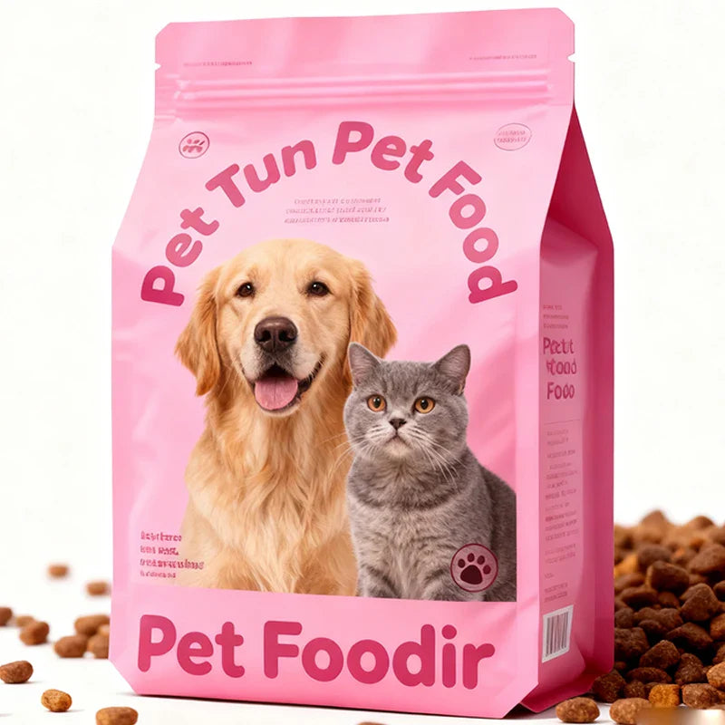 Plastic Aluminum Foil Animal Feed Flat Bottom Dry Pet Treat Cat Litter Recyclable Food Mylar Packaging Bags