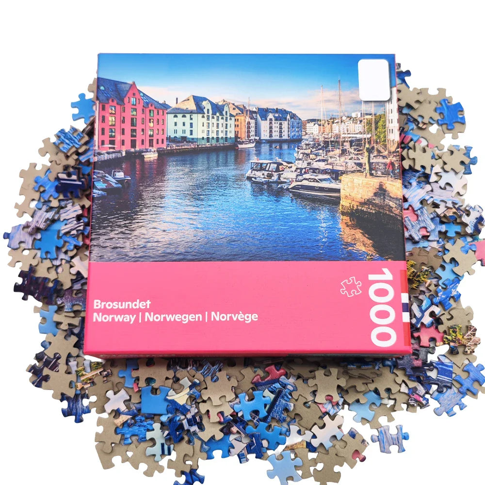 Wholesale Custom Printing Adults Jigsaw Puzzle Game 500-1000 Pieces Educational Toy Made Paper Manufactured Customized Puzzle
