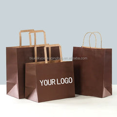 Custom Kraft Paper Bag With Handles Shopping Bags Retail Bag Wholesale Bulk Customized Logo Printing for Boutique Gift Packaging