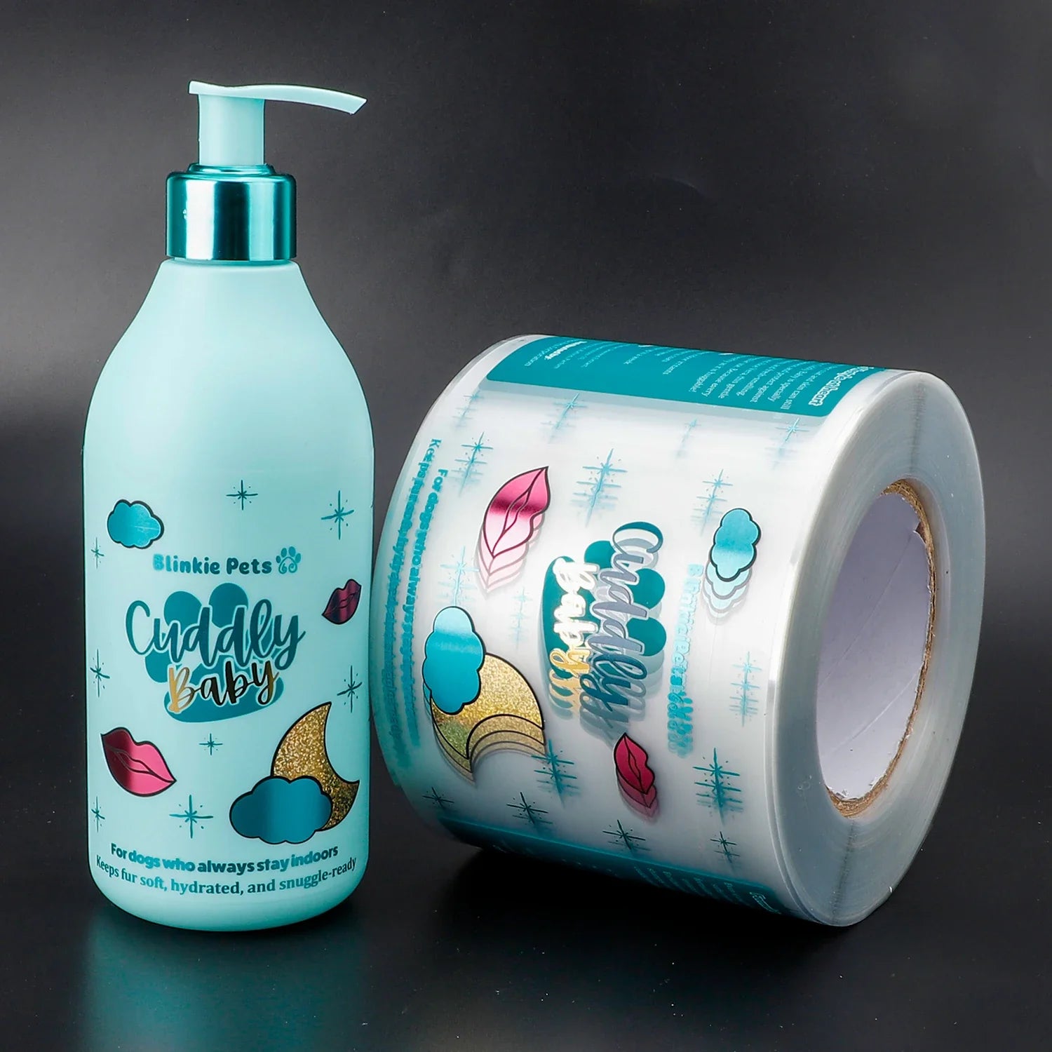 Custom Roll Waterproof Adhesive Transparent Printing Clear Gold Foil Logo Packaging Sticker Label for Pets Product Shampoo