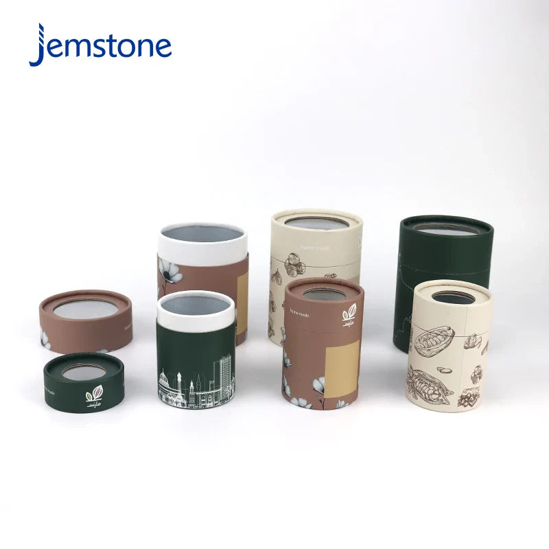 Custom Eco-Friendly Luxury Kraft Cardboard Tube Cylinder Top Window Opening for Tea Perfume Packaging Eco-friendly Paper Tube