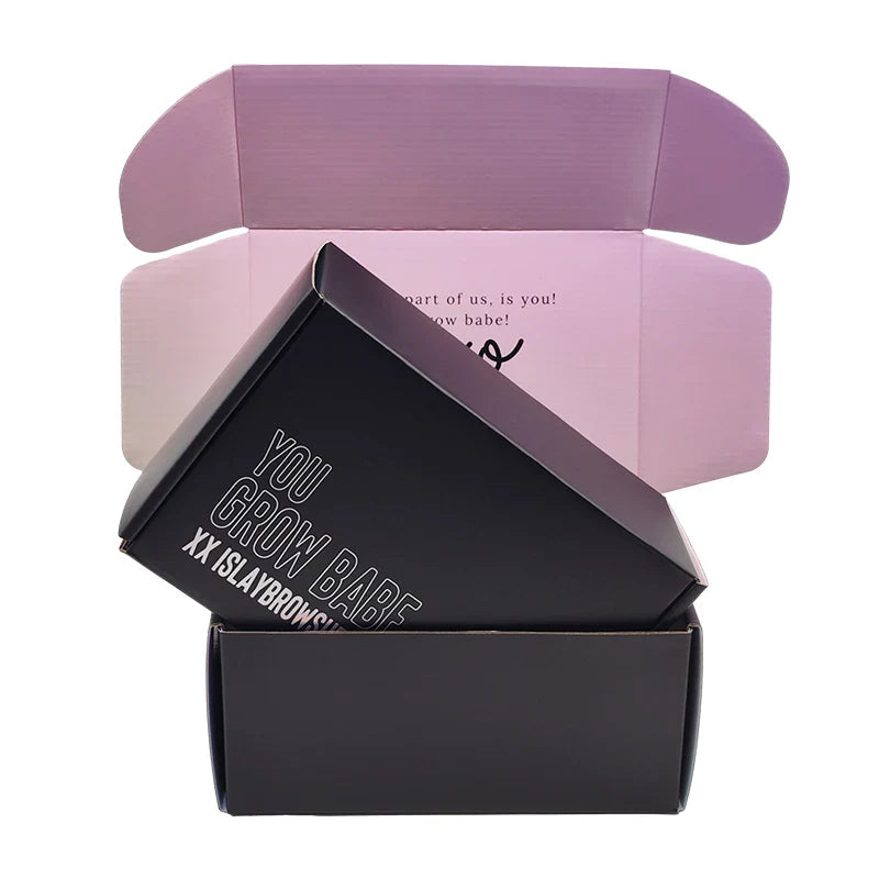 Customized Gold Foil logo Glossy Black Makeup Skin Care Gift Sets Packing Storage Private Label Paper Shipping Box for Packiging