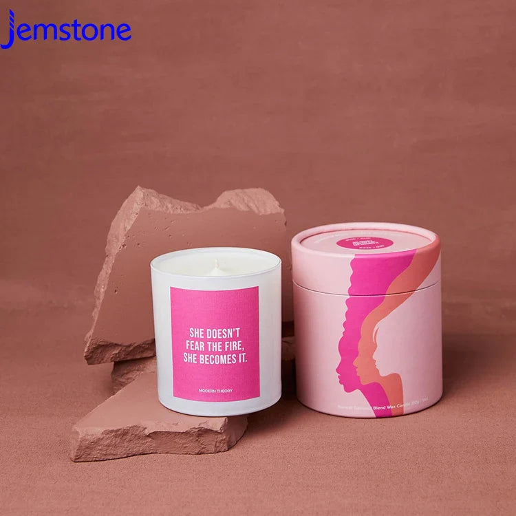 Black Cardboard Holder Round Paper Tube for Perfume Bottle Packaging Candle Jar With Lids and Package