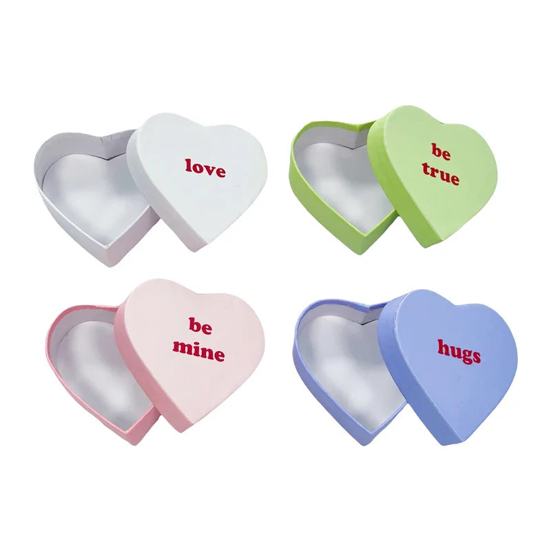 Customized Lid and Base Rigid Gift Cardboard Valentine Gift Paper Packing Pink Heart Shaped Box for Candy Break Chocolate