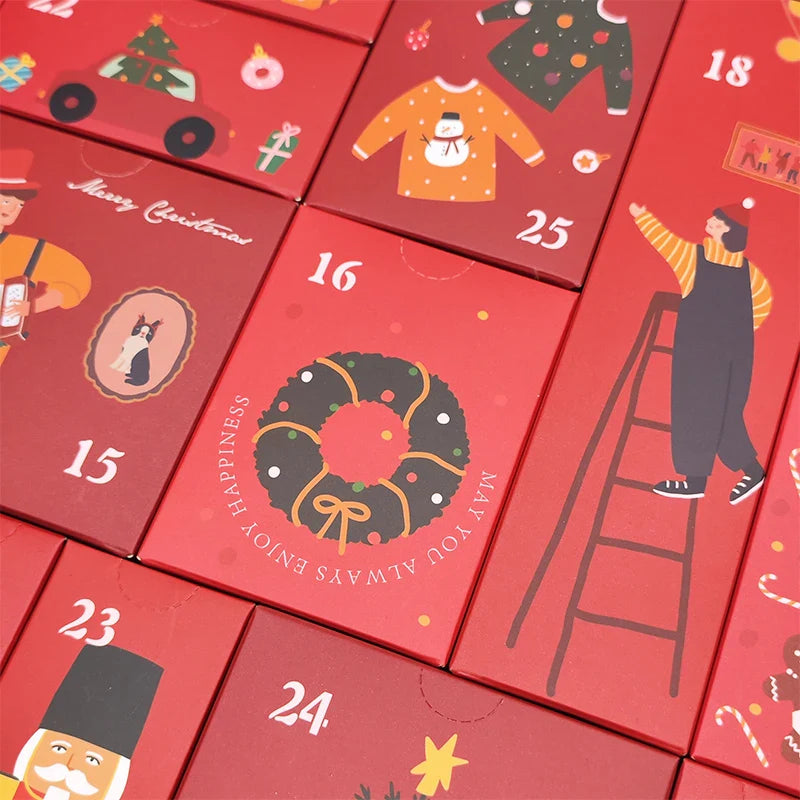 2025 Wholesale Custom Personalized Magnetic Candle Makeup 24 Days Empty Kids Christmas Advent Calendars Gift Packaging Box