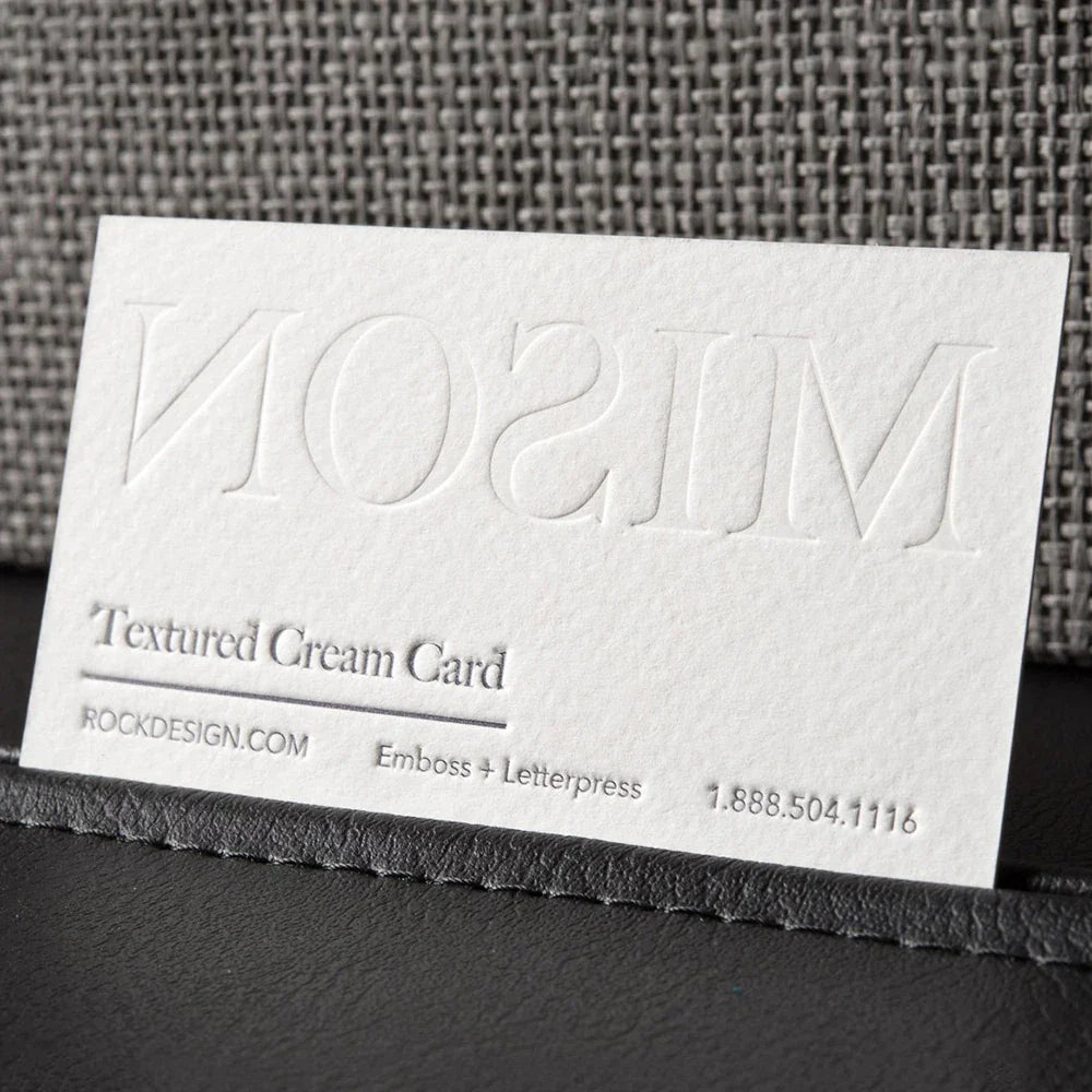Custom Luxury Embossed Foiling Logo Black Textured Paper Cotton Business Card Gold Stamping Business Thank You Card