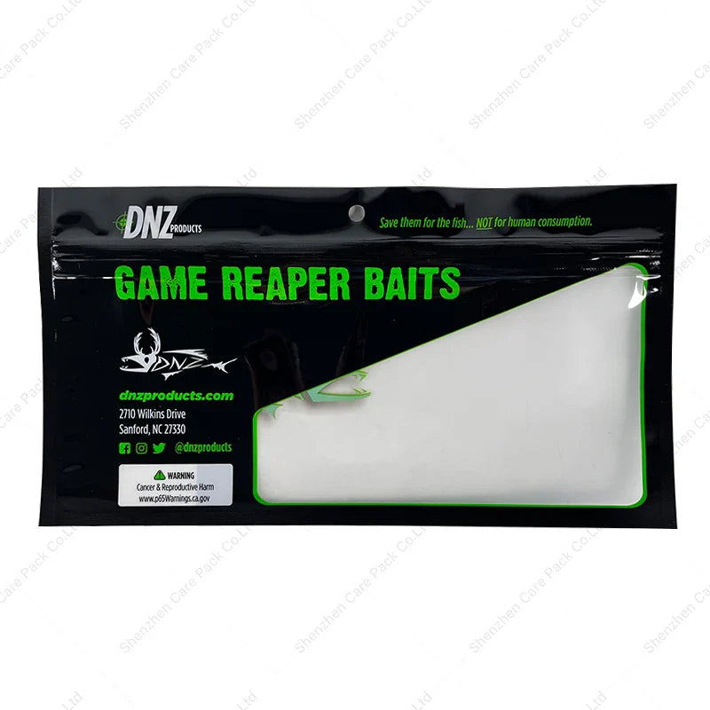 3 Side Seal Waterproof Plastic Resealable Soft Fishing Worm Baits Packing Hook Mylar Zipper Bags With Hanging Hole